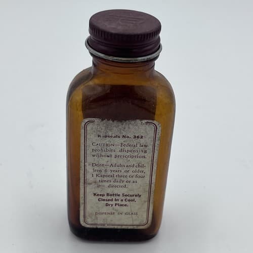 Vintage Medicine Bottle, Dilantin Parke Davis 362 EMPTY 4" - Thumbnail 3