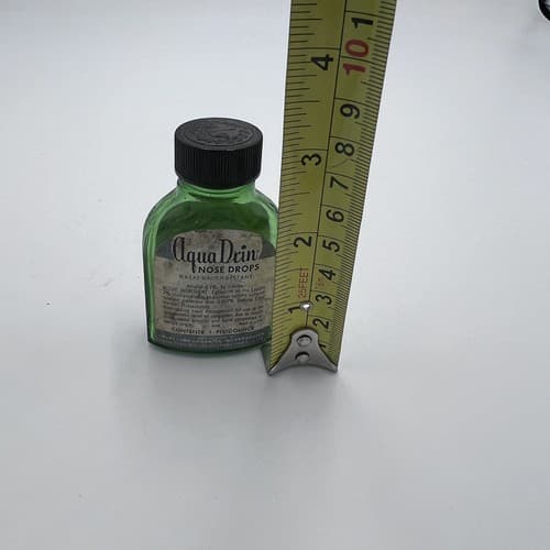 McKesson & Robbins AQUA DRIN Nose Drops Green Glass Bottle - Thumbnail 2