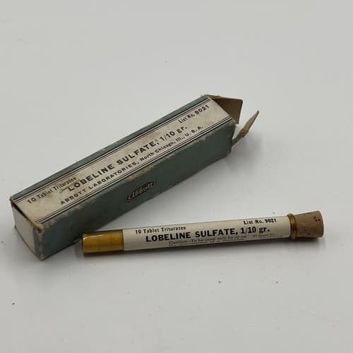 RARE Abbott Lobeline Sulfate Pharmacy Glass Tube unused - Thumbnail 2