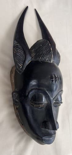 Guro Yaure Portrait Mask Figure Horned Cote d'Ivoire African Art - Thumbnail 3