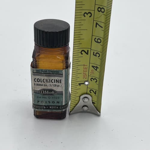 Colchicine Poison Bottle 2.75" Abbott LAB *** EMPTY NOT FOR CONSUMPTION *** - Thumbnail 8