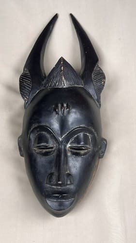 Guro Yaure Portrait Mask Figure Horned Cote d'Ivoire African Art - Thumbnail 8