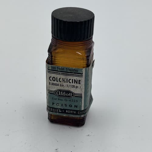 Colchicine Poison Bottle 2.75" Abbott LAB *** EMPTY NOT FOR CONSUMPTION *** - Thumbnail 2