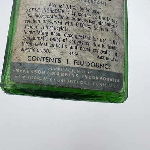 McKesson & Robbins AQUA DRIN Nose Drops Green Glass Bottle - Thumbnail 4