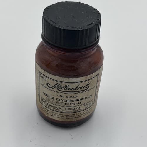Vtg 1930's Merck Pharmaceutical Apothecary Bottle Sodium Glycerophosphate