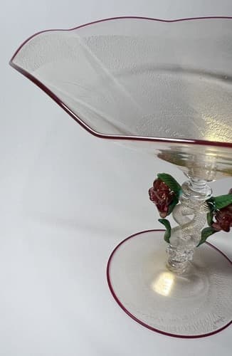 Pauly Signed Venetian Murano Footed Bowl Murano Glass Gold Leaf Extremely Rare - Thumbnail 6