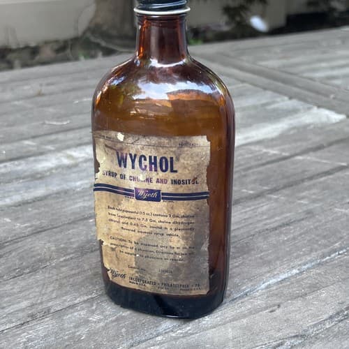 Pharmacy Wychol Syrup of Choline & Inositol Medicine Bottle Empty 8" Wyeth