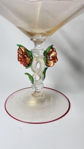 Pauly Signed Venetian Murano Footed Bowl Murano Glass Gold Leaf Extremely Rare - Thumbnail 13