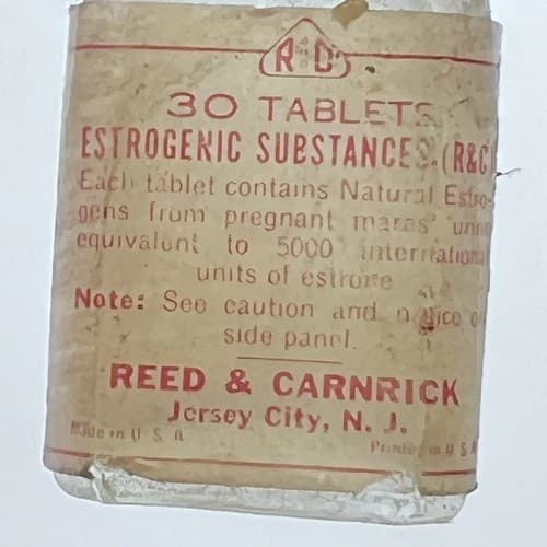 Vintage 1940's Medicinal Bottle Reed Carnrick Estrogenic Substance EMPTY - Thumbnail 2