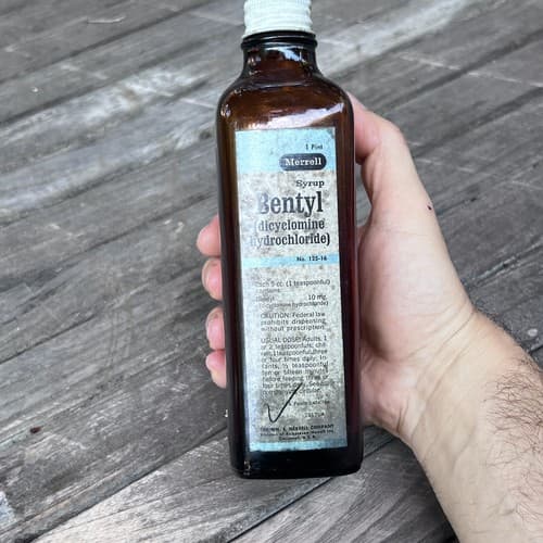 Vintage Bentyl Phenobarbital Merrel EMPTY Amber Pharmacy Bottle 125-16 1950' - Thumbnail 6