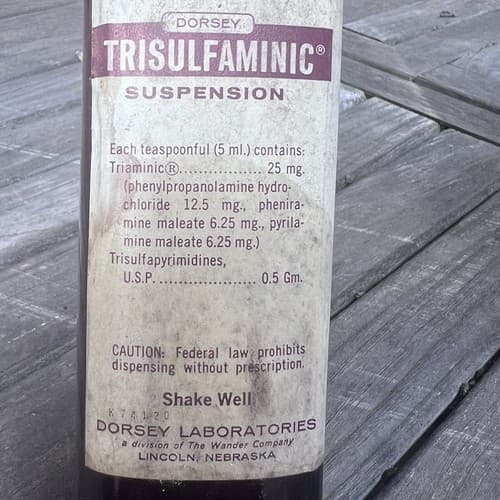 Vintage Dorsey Trisulfsaminic Suspension Bottle 1 Pint EMPTY 8" 1959 - Thumbnail 3