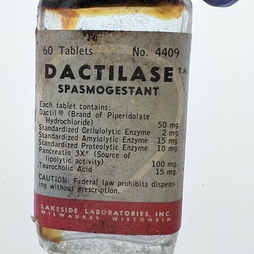 Vintage 1960's Dactilase Lakeside Spasmogestant EMPTY Bottle , No Contents - Thumbnail 5