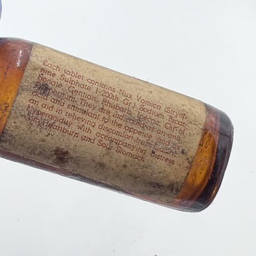 Vintage Advertising Bottle DIESTIANS PONDS NUX VOMICA Empty No Contents 1950's - Thumbnail 3