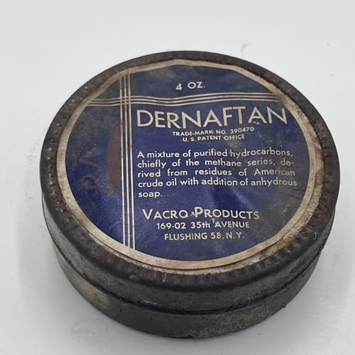 Vintage 1950's Medicinal Jar DERNAFTAN VACRO 4oz w/contents for DISPLAY ONLY - Thumbnail 3