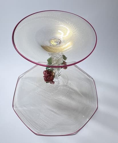 Pauly Signed Venetian Murano Footed Bowl Murano Glass Gold Leaf Extremely Rare - Thumbnail 10