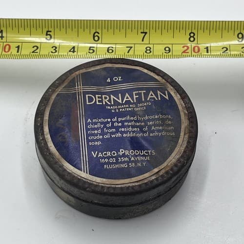 Vintage 1950's Medicinal Jar DERNAFTAN VACRO 4oz w/contents for DISPLAY ONLY - Thumbnail 4