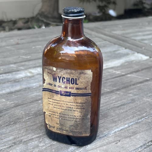 Pharmacy Wychol Syrup of Choline & Inositol Medicine Bottle Empty 8" Wyeth - Thumbnail 3
