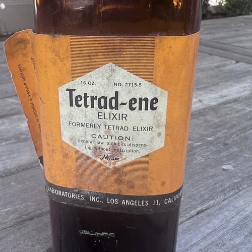 Vintage Tetrad Ene Elixir Miller Laboratories , Bottle 16 oz EMPTY 8" - Thumbnail 4