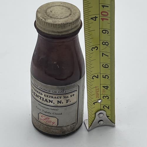 Vintage Gentian Powder Extract Bottle Apothecary Medicine-Eli Lilly EMPTY - Thumbnail 4