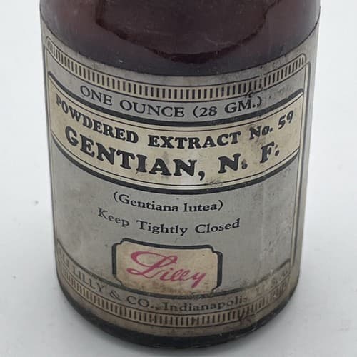 Vintage Gentian Powder Extract Bottle Apothecary Medicine-Eli Lilly EMPTY - Thumbnail 2