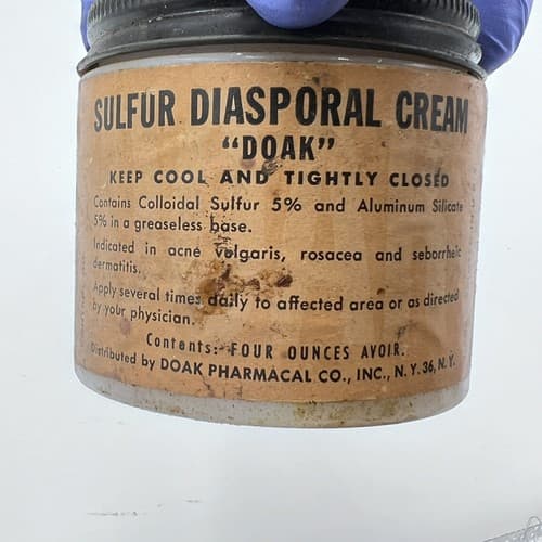Vintage DOAK Sulphur Diasporal Cream Milk Glass Jar Full - Thumbnail 2