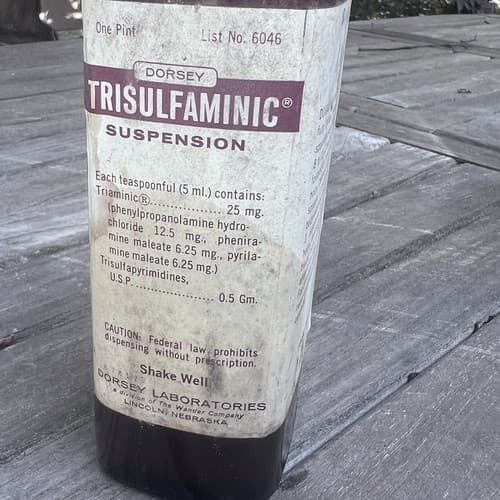 Vintage Dorsey Trisulfsaminic Suspension Bottle 1 Pint EMPTY 8" 1959 - Thumbnail 2