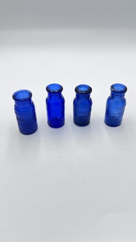 Vintage Cobalt Blue Glass Bottles LOT Of (4) Art BROMO Seltzer Emerson BALTIMORE - Thumbnail 2