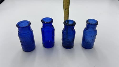 Vintage Cobalt Blue Glass Bottles LOT Of (4) Art BROMO Seltzer Emerson BALTIMORE - Thumbnail 3
