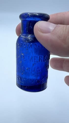 Vintage Cobalt Blue Glass Bottles LOT Of (4) Art BROMO Seltzer Emerson BALTIMORE - Thumbnail 12