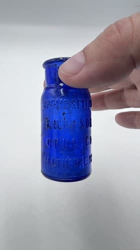 Vintage Cobalt Blue Glass Bottles LOT Of (4) Art BROMO Seltzer Emerson BALTIMORE - Thumbnail 10