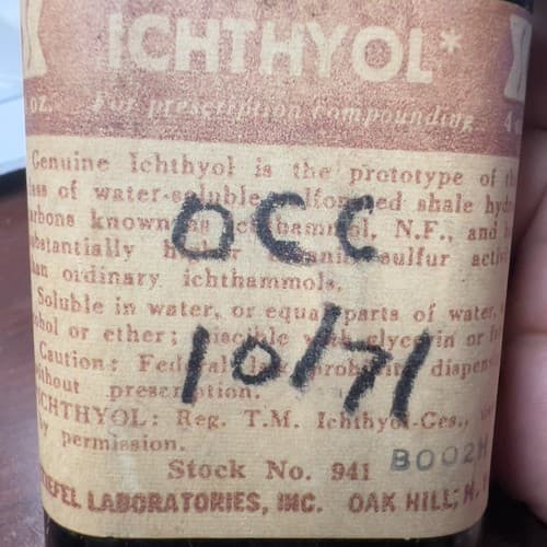 Vintage Stiefel Ichthyol Ichthammol Bottle 4oz 1930's for Collection/Display - Thumbnail 5