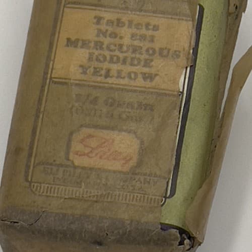 RARE Vintage Lilly Mercurous Iodide Yellow Glass Medicine Bottle Collectible - Thumbnail 2