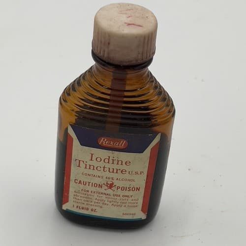 Vintage Rare REXALL Iodine Tincture Amber Bottle 1 FL OZ w/contents COLLECTIBLE - Thumbnail 3