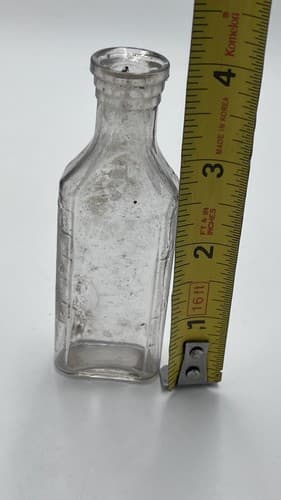 Vintage Blue Ribbon Quality Purity Embossed Measuring Glass Medicine Bottle - Thumbnail 6
