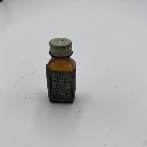 RARE Vintage Lilly Mercurous Iodide Yellow Glass Medicine Bottle Collectible - Thumbnail 3