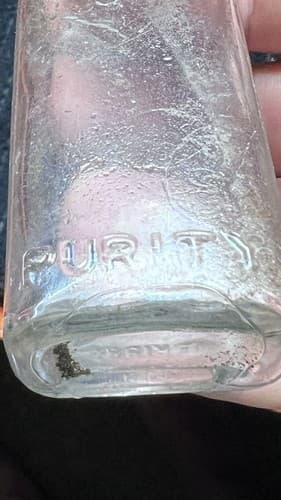 Vintage Blue Ribbon Quality Purity Embossed Measuring Glass Medicine Bottle - Thumbnail 3