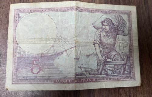 France , Occupation Currency 1933,Cinq Francs - Thumbnail 2