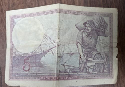 France , Occupation Currency 1933,Cinq Francs - Thumbnail 2