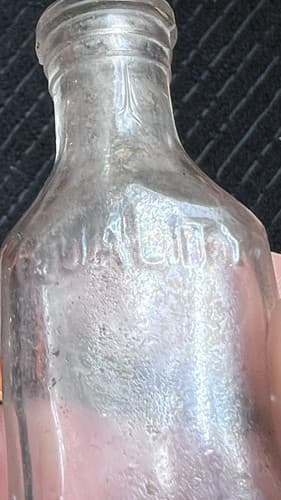 Vintage Blue Ribbon Quality Purity Embossed Measuring Glass Medicine Bottle - Thumbnail 2