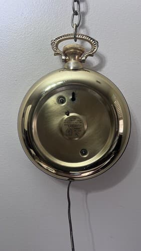 VINTAGE MID CENTURY UNITED MODEL 370 Brass POCKET WATCH WALL CLOCK - Works - Thumbnail 5