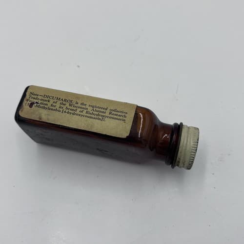 Dicumarol Amber Glass Bottle 4" Lilly *** EMPTY NOT FOR CONSUMPTION *** - Thumbnail 4