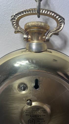 VINTAGE MID CENTURY UNITED MODEL 370 Brass POCKET WATCH WALL CLOCK - Works - Thumbnail 6
