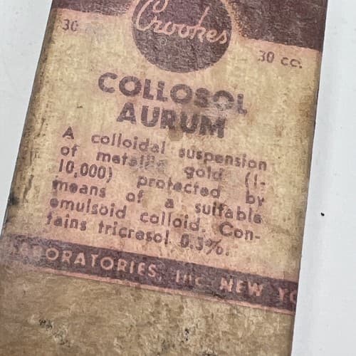 RARE 1920's Collosol Aurum Crookes Sealed Bottle w/original Box for DISPLAY - Thumbnail 3