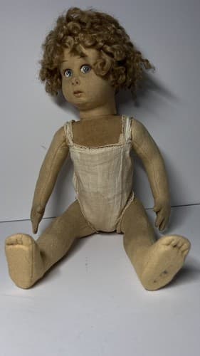 Beautiful And Rare 13" Blue Eyes Early Lenci Doll Felt original outfit - Thumbnail 16
