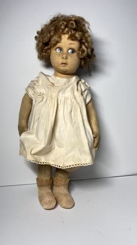 Beautiful And Rare 13" Blue Eyes Early Lenci Doll Felt original outfit - Thumbnail 17
