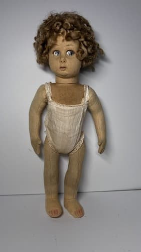Beautiful And Rare 13" Blue Eyes Early Lenci Doll Felt original outfit - Thumbnail 19