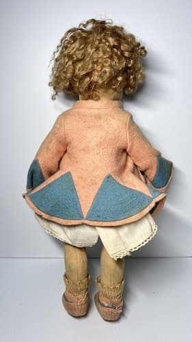 Beautiful And Rare 13" Blue Eyes Early Lenci Doll Felt original outfit - Thumbnail 4