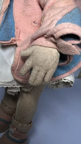 Beautiful And Rare 13" Blue Eyes Early Lenci Doll Felt original outfit - Thumbnail 8