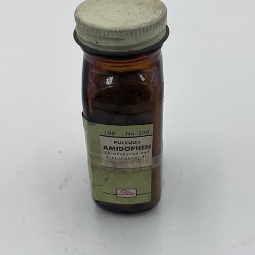 Vintage Lilly Amidophen Amber Glass Medicine Bottle for Display /Collectible - Thumbnail 4