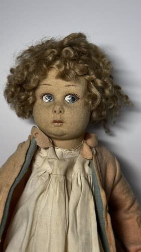 Beautiful And Rare 13" Blue Eyes Early Lenci Doll Felt original outfit - Thumbnail 15